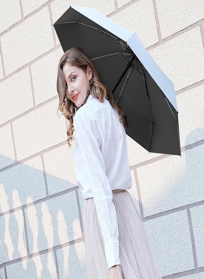 WOOMZY مظلة سفر صغيرة الحجم من WOOMZY، مظلة صغيرة محمولة للسفر، مناسبة للشمس والمطر والشاطئ والجولف - تصميم أنيق ونحيف، مظلة جيب صغيرة للمطر، حماية من الأشعة فوق البنفسجية، مظلات خفيفة الوزن للفتيات والسيدات (أزرق سماوي) - Image 3